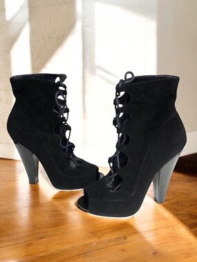 Bebe Renee Black Suede Booties
